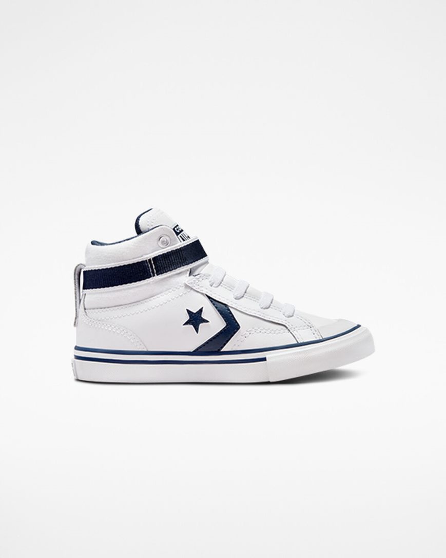 Dívčí Boty Vysoké Converse Pro Blaze Páskové Easy-On Varsity Club Bílé Tmavě Blankyt Bílé | CZ YTD3197